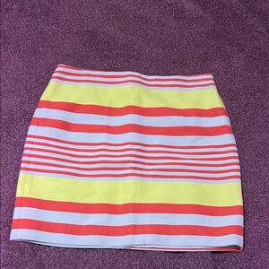 Ann Taylor Striped Mini Skirt in Red and Yellow